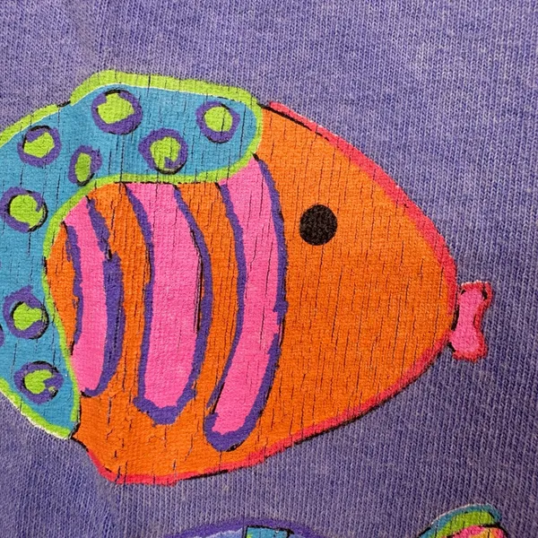 Fresh Produce Vintage Fish Graphic T-Shirt Periwinkle Blue Cotton Large USA Made - Image 4
