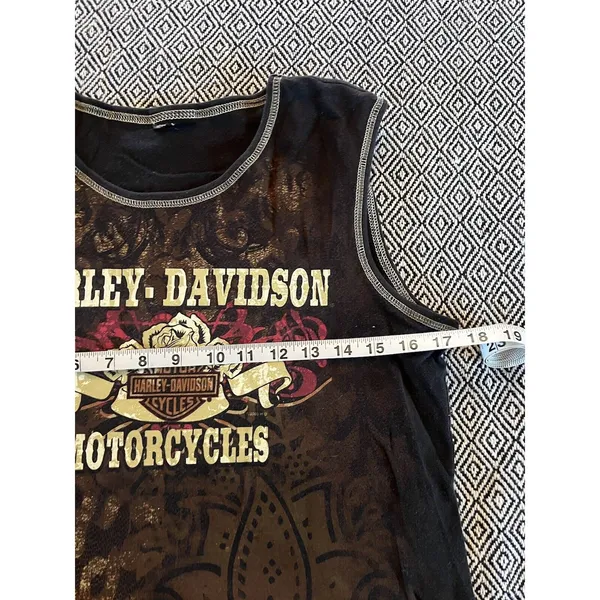 Harley Davidson Las Vegas Black Tank Top Double Side Prints Women Small - Image 2