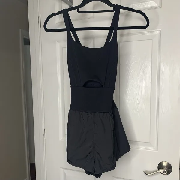 Free People FP Movement Righteous Runsie Romper Womens Sz XS Black One Piece - Image 2