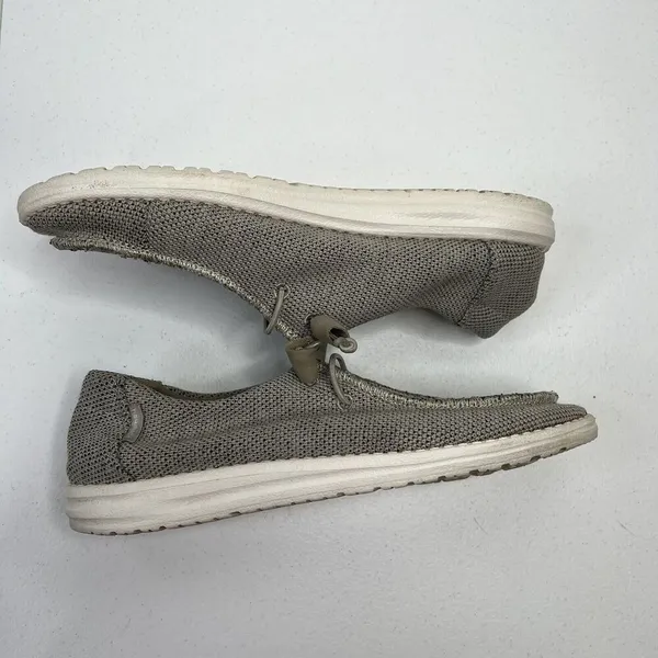 Hey Dude Size‎ 8 Wendy Loafers Sox Beige Knit Slip On Shoes Lightweight Women's - Image 5