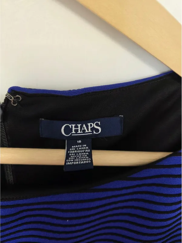 Chaps Plus Womens Striped stretch knit dress blue black stripe size 16 NEW Work - Image 5