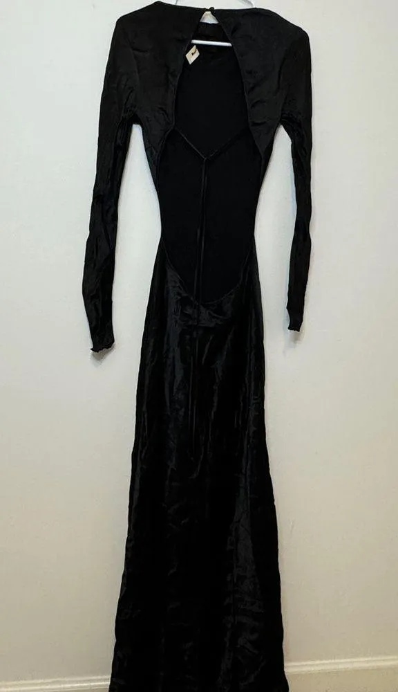 NEW Bec & Bridge Ren Long Sleeve Midi Dress in Black Size 6 Open Back Satin - Image 6