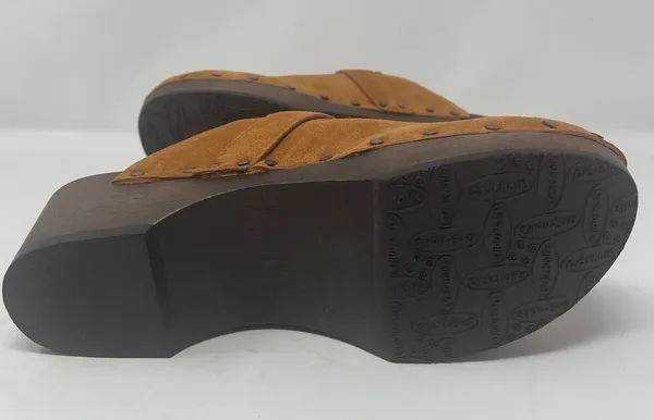 NEW Dr. Scholl's Original Clog Mule 7 Brown Slip On Leather Suede Comfort Buckle - Image 8