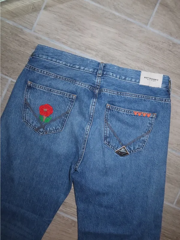 Roy Rogers blue ankle embroidered jeans Size 28 - Image 8
