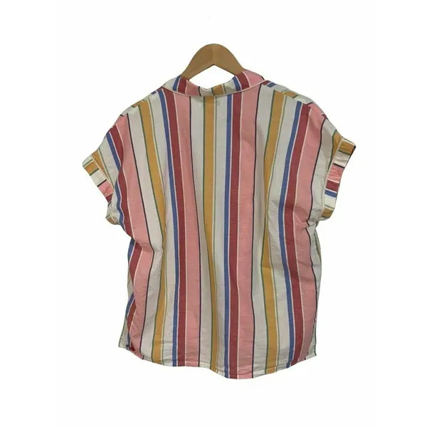 Madewell Bedtime Pajama‎ Top in Rainbow Stripe Size Medium #L0342 - Image 6