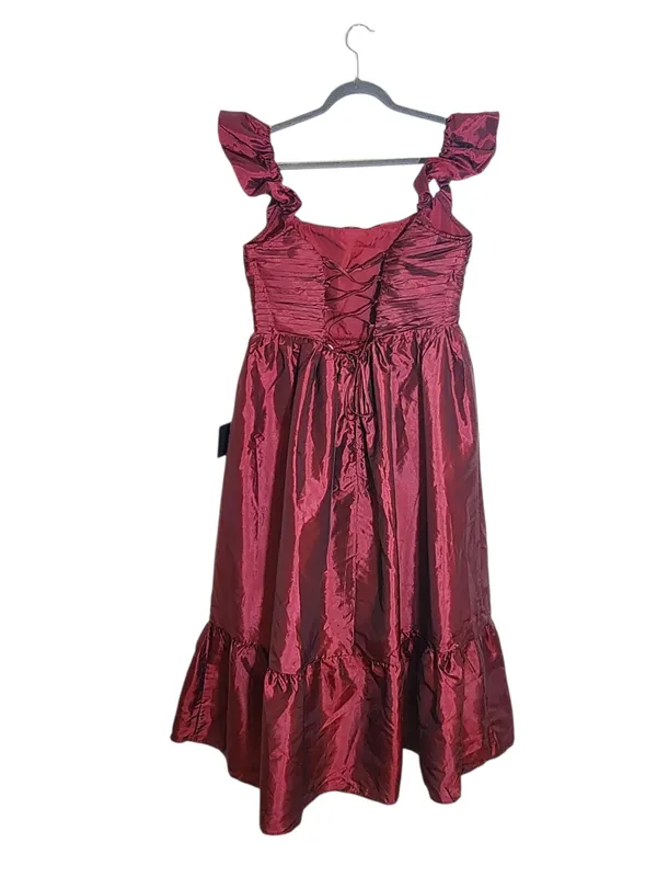 Lulus Burgundy Lace-up Back Midi Party Dress NWT Size XL Wedding Guest Dress - Image 4