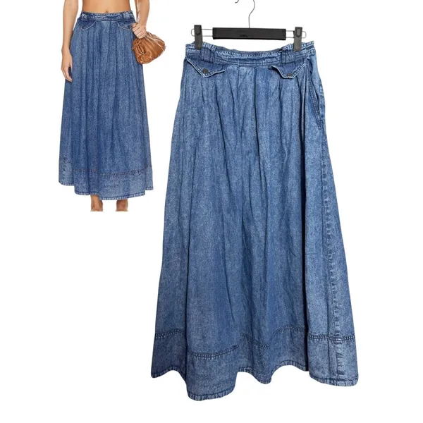 Free People Maddox Denim Jean Maxi Skirt Size Small - Image 2