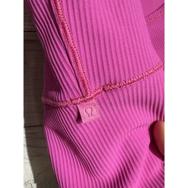 Lululemon Womens Top 4 Sonic Pink Power Pivot Ribbed Tank Reversible Crop - Image 4