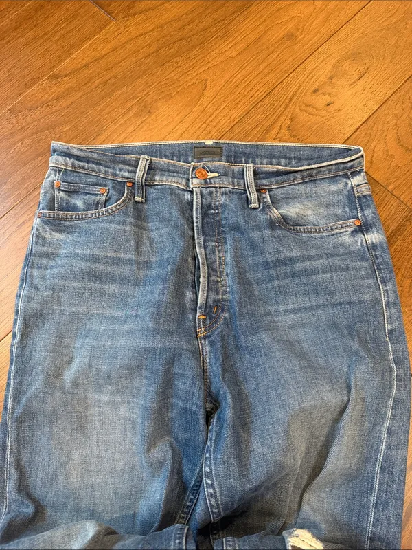 MOTHER The Tomcat Ankle Fray Distressed Jeans Size 32 Globe Trotter - C73-019 - Image 2