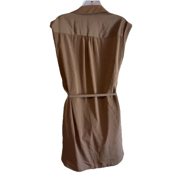 Express Taupe Utility Shirt Dress Sleeveless Mini with Belted‎ Waist - Size M - Image 2