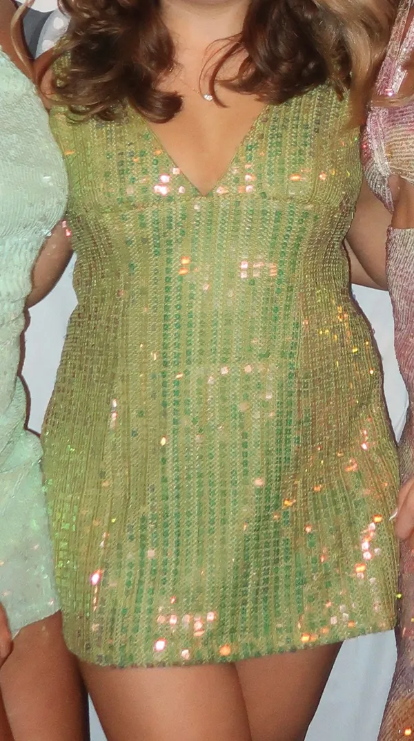 Princess Polly Mini Dress Green Sequin - Image 3