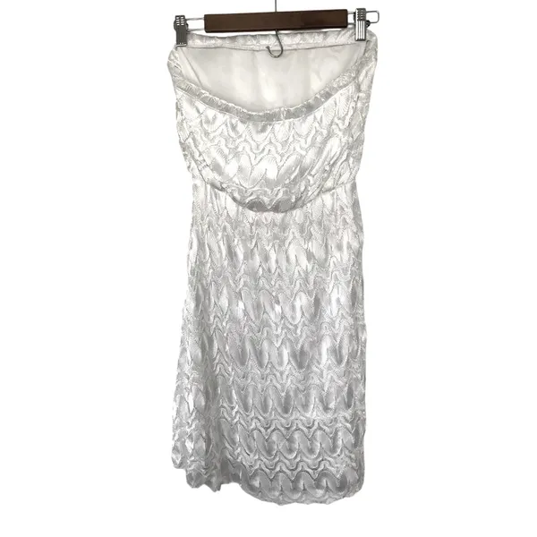 Poetry Strapless White Lace Mini Dress‎ Women's Large Bridal Wesern Strapless - Image 4