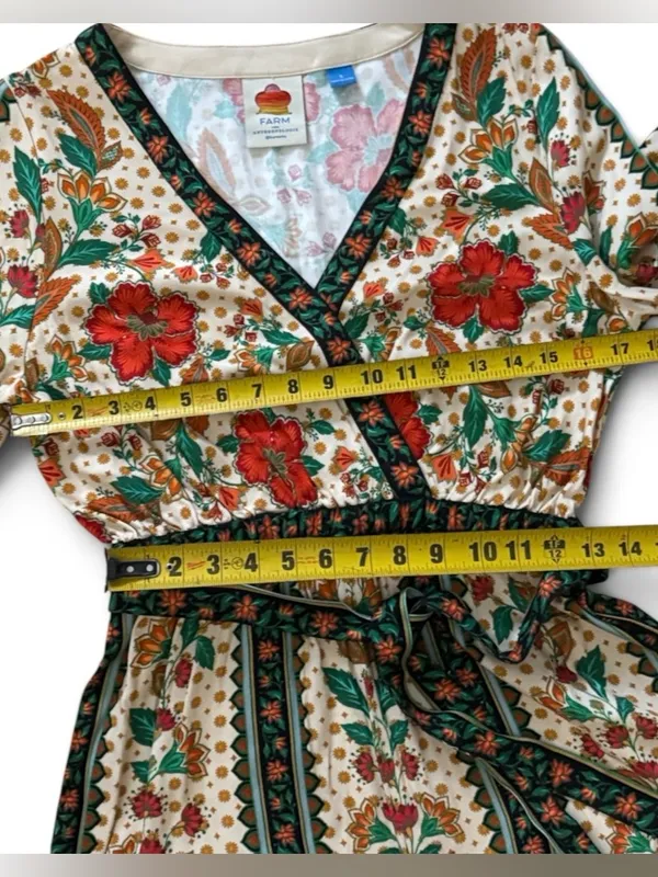 Farm Rio x New Anthropologie Cotton Boho Floral Jumpsuit Long Sleeve S-S - Image 14