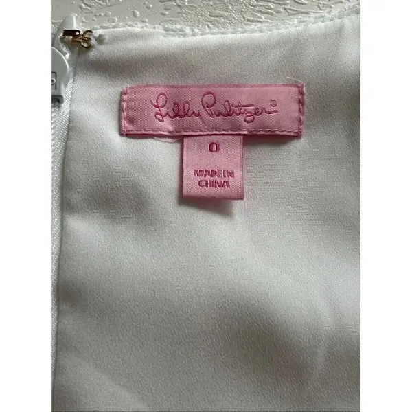 Lilly Pulitzer White Jacquard Sheath Dress Size 0 – Elegant Textured Floral Mini - Image 4