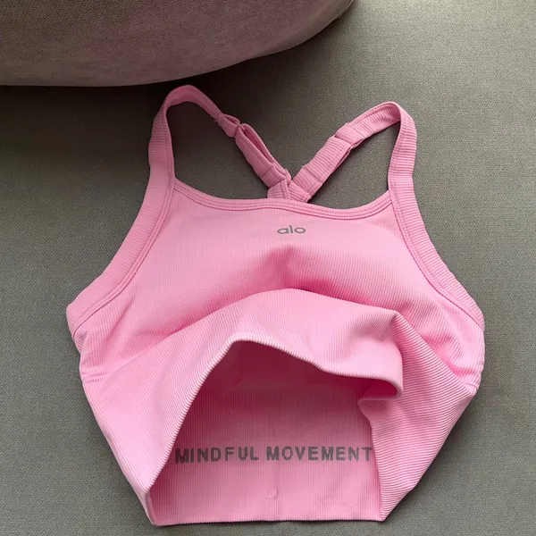 Alo Yoga Seamless Ribbed Favorite Bra Tank Sweet Pink S - Image 4