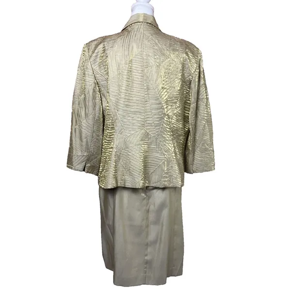 Alex Evenings Women‎ Size 14 (Med) Gold Shimmer Iridescent Dress Jacket Set NWT - Image 2