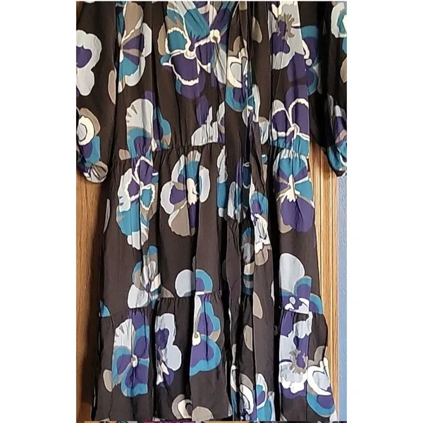 New Ophelia Roe Women Size XL Midi Dress Gathered Waist Belt Cruise Vacay Modest - Image 2
