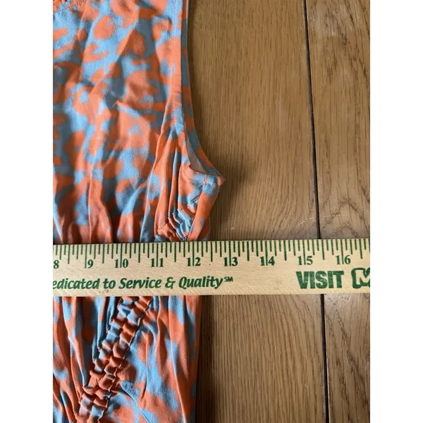 Rails Gabriella Women Sz Small‎ Orange Diffused Cheetah Dress Sleeveless Keyhole - Image 6