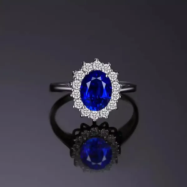 Sterling Silver SIZE 9 925 Blue Sapphire Engagement Ring - Image 2