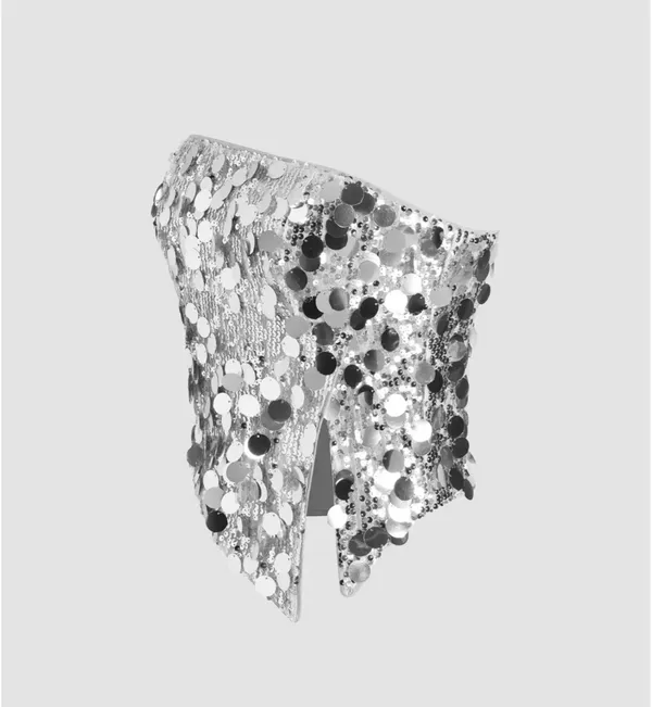 Cider SEQUIN ASYMMETRICAL SPLIT TUBE CROP TOP - Image 6