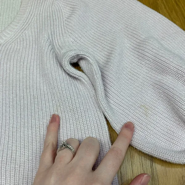 GAP Women Lilac Purple‎ Cotton Ribbed Puff Sleeve Scoop Neck Sweater Size XS - Image 7