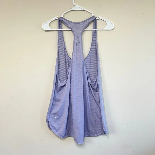Lululemon Purple Silver Striped Singlet Athletic Tank 10 Women - Image 6