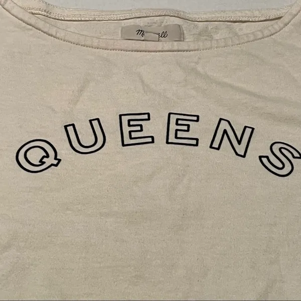 Madewell Queens Womens Size Medium Cream Long‎ Sleeve Crewneck Popover Shirt Top - Image 2