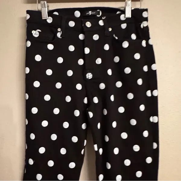 7 FOR ALL‎ MANKIND Polka Dot Slim Kick Pants - Image 6