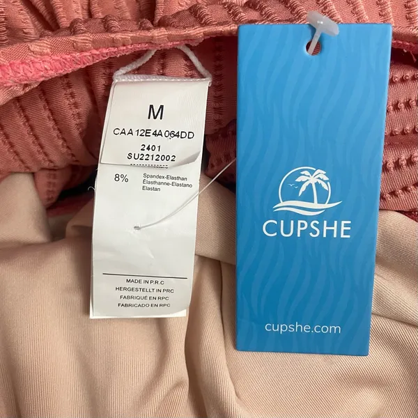 NWT Cupshe Textured Plunge One Piece Swimsuit Pink Size M Ribbed Bathing Suit - Image 11