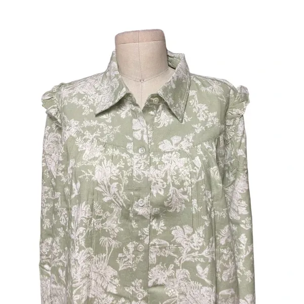 Roller Rabbit Caxias Darya Dress Sage Green White‎ Floral Size Medium - Image 4