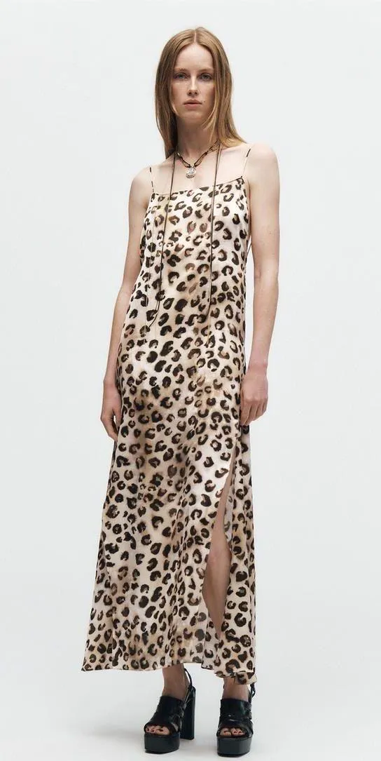 Zara maxi dress Satin animal print leopard cheetah flowy casual summer - Image 13