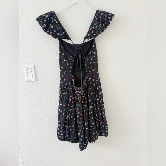 FREE PEOPLE‎ Dizzy Ditsy Floral Bubble Skirt Mini Dress Embroidered Size Small - Image 3
