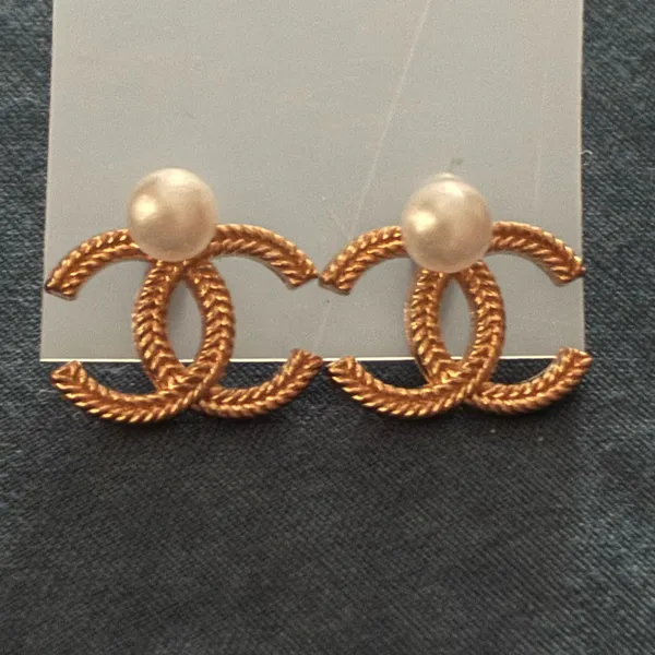 Gold and Pearl Interlocking Earrings - Image 2