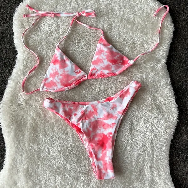Coral pink tie dye three pieces set - Image 6