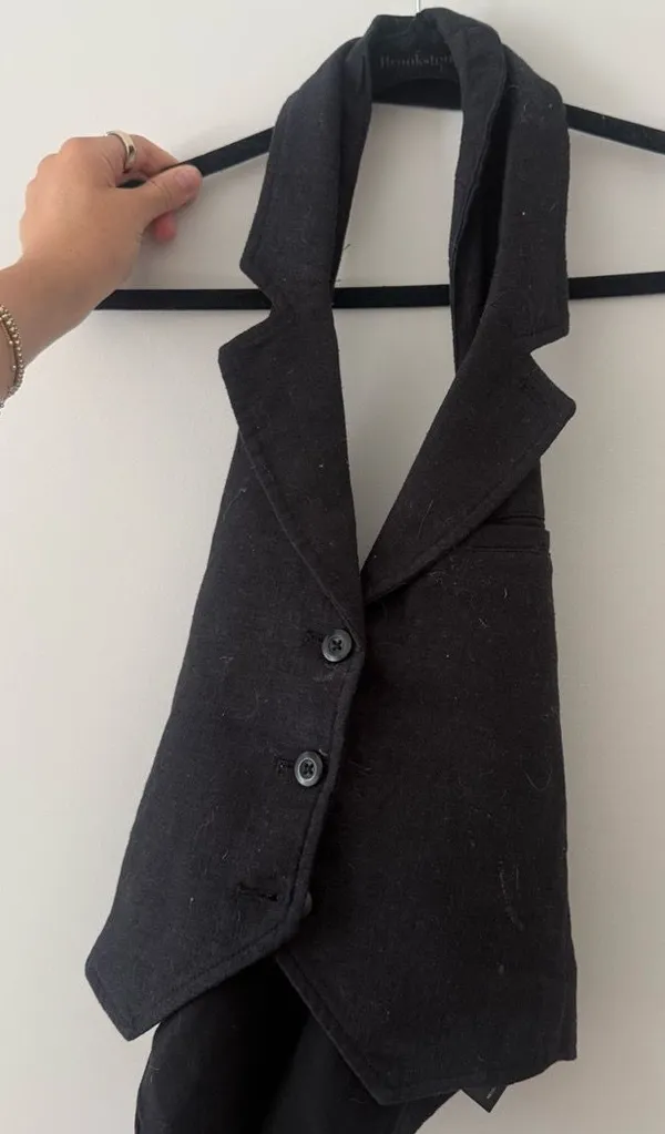 Free People black denim halter top M - Image 2