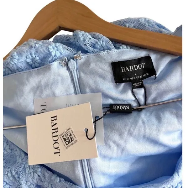 Bardot Celestia Blue Floral Lace Long Sleeve Midi Dress Size Large US Size 8 NEW - Image 4