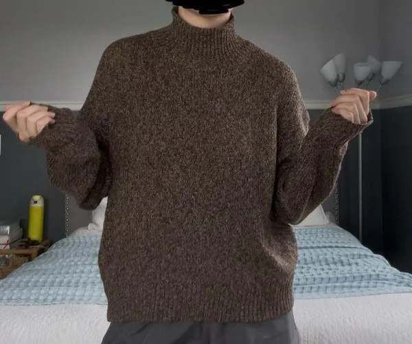 Shein Brown Mockneck Sweater - Image 2