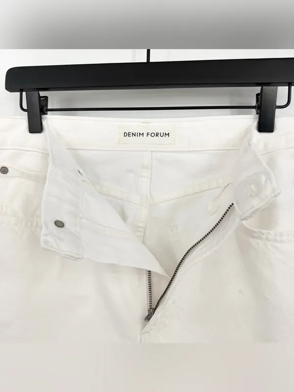 DENIM FORUM *Flawed The Farrah Hi-Rise Wide Leg Jean White 30 - Image 5