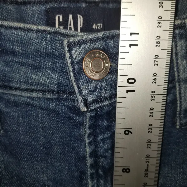 GAP High Rise Vintage Slim Jeans Size 4R 27 Dark Villa Wash Blue Stretch Denim - Image 6