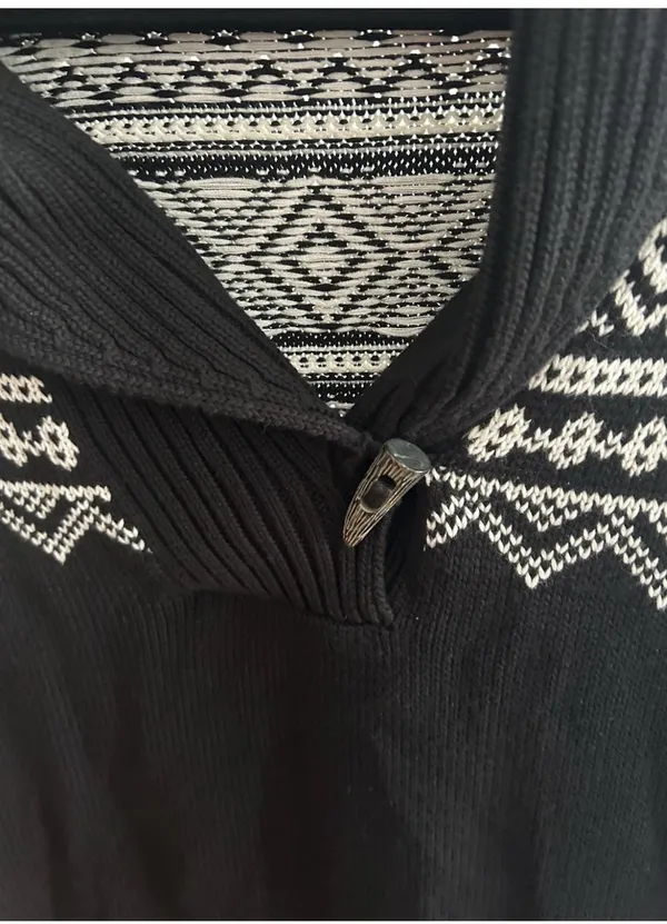 Vtg Lauren Ralph Lauren Knitted Fair Isle Sweater L Fisherman Black Nordic - Image 6