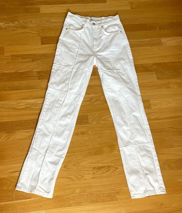ZARA White High Waisted Straight Leg Jeans Women’s Size US 4 EU 36 - Image 4