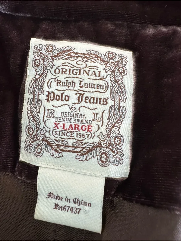 Vintage Polo Ralph Lauren Victorian Silk lined lVelvet Jacket Blazer brown XL - Image 2
