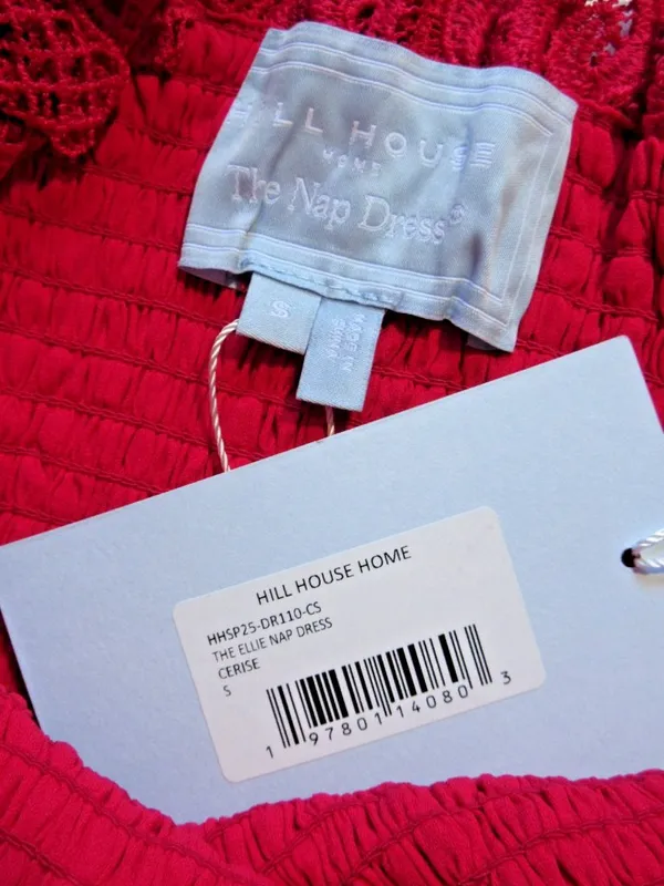 NWT Hill House Ellie Nap in Cerise Red Lace Smocked Midi Dress S - Image 8