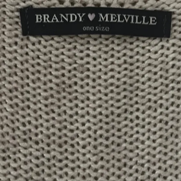 Brandy‎ Melville Beige Cotton Blend Knit Crop Tank Top Scoop Neck One Size - Image 4