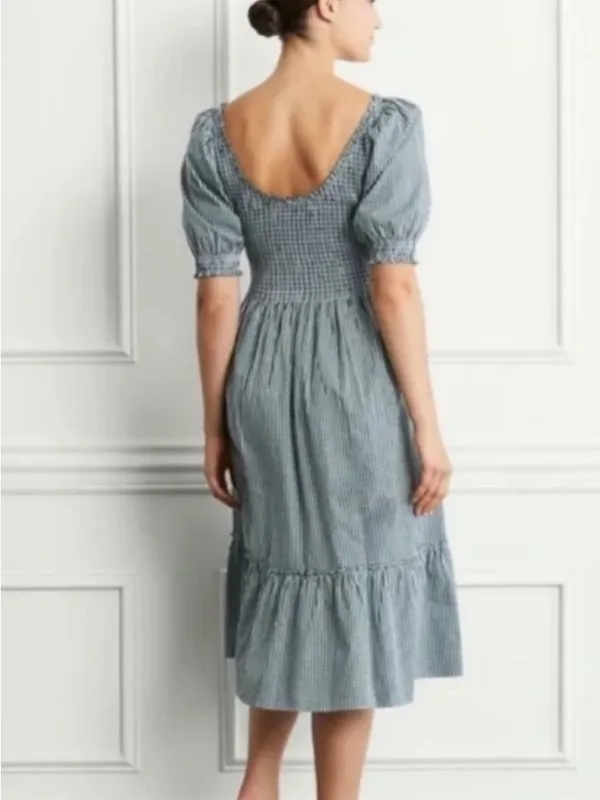 The Hill House Home Louisa Nap Midi Dress in Emerald Green Gingham (Size Small) - Image 3