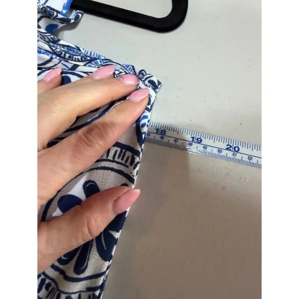 Mud Pie Shift Dress Womens Small Blue‎ White Floral Medallion Coastal Preppy Mod - Image 11