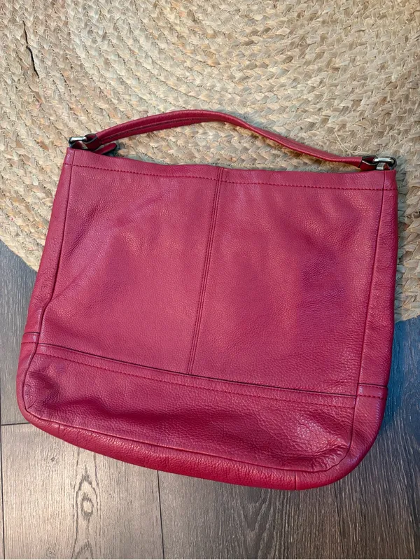 Coach Deep Red Pebbled Leather Shoulder Bag “Park” Vtg - Image 4