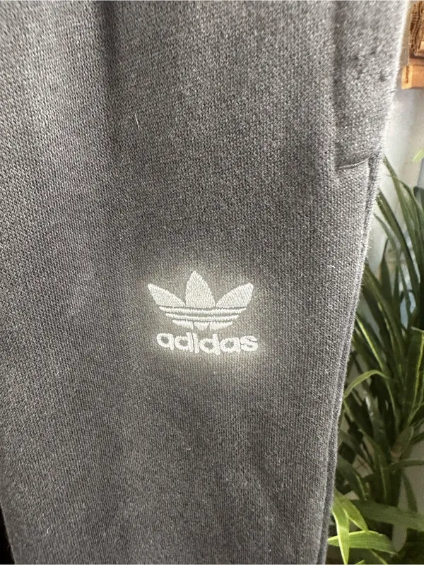 N277. adidas Black Trefoil Jogger Pants with White Logo - Image 2