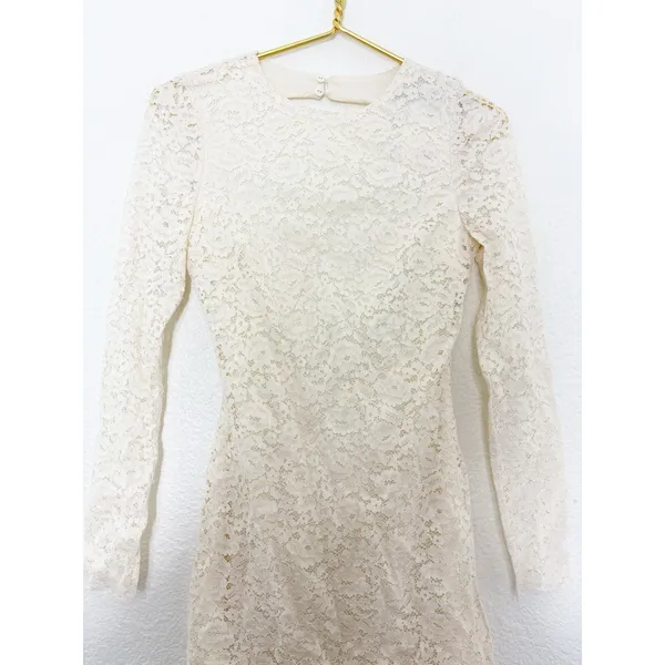 NWT Zara White Lace Long Sleeve Open Back Mini Dress Size Small Bridal Chic - Image 8