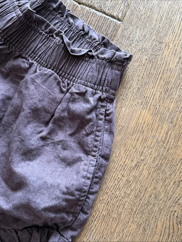aerie brown Ruffle-Hem‎ High-Waist Shorts linen blend small - Image 3